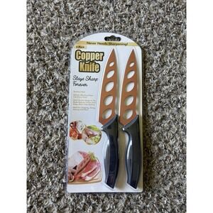 Copper Knife 2 pack, Stainless Steel Copper Coating Stays‎ Sharp Forever New